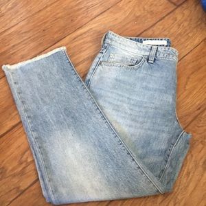Cropped, lightly distressed Anthropologie jeans